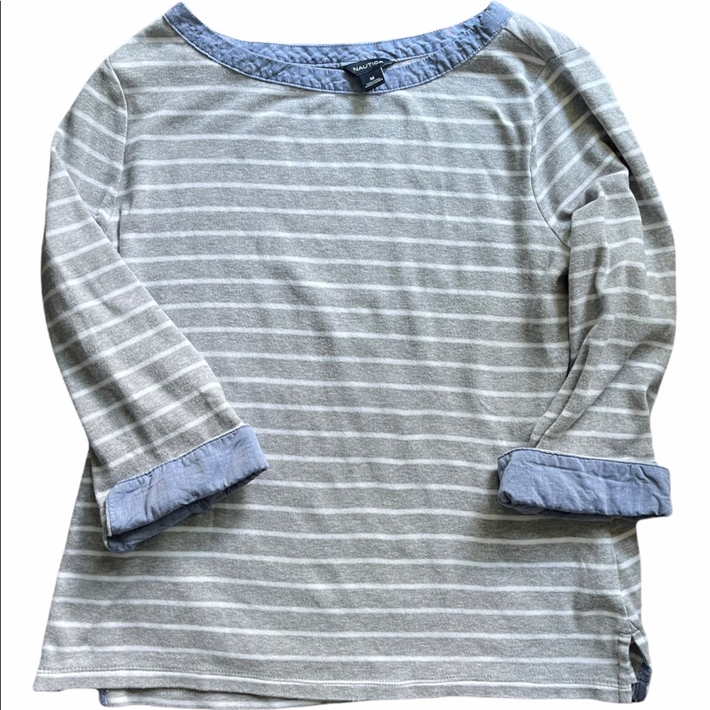 Nautica Women’s Top- Size M- striped with cuffs